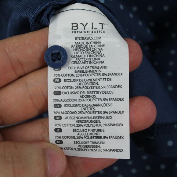 Bylt Polo Men Medium Drop Cut Lux Dotted Blue Wave Frost Performance Casual - Picture 7 of 10